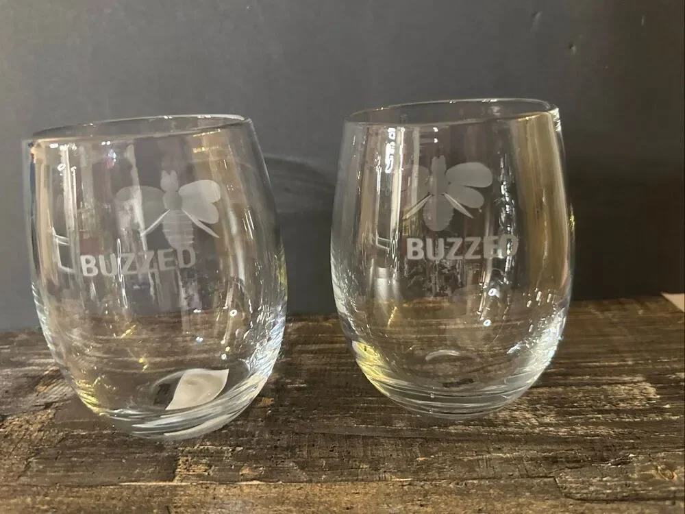 TAG Clear Buzzed Stemless Wine Glass Set of 2